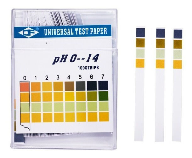 Tiras indicadoras de pH 0 - 14 x 100u.